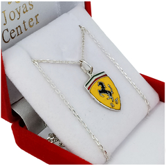 Conjunto Plata 925 Escudo Ferrari Esmaltado Cadena Forcet - en internet