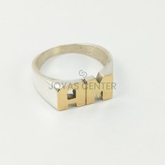 Anillo Calado Iniciales - Rectangular - Plata 925 y Oro 18kts - - tienda online