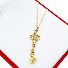 Conjunto Oro 18 K Cadena 45 Cm + Dije Llave Labrada Gótica 1,2Gr - comprar online