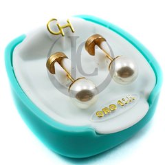 AROS ABRIDORES DE ORO 18KT MARCA CH PERLITAS 6MM TIC 18K 46.46 #112 - comprar online