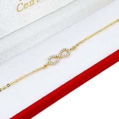 Pulsera De Oro 18kts Dama Amor Infinito Con Piedras Espejito -2,1Grs