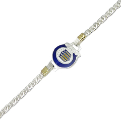 Pulsera Con Dije Equipo De Futbol Escudo Plata 925 Y Oro 18K - - Joyas Center