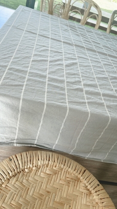 MANTEL ISABEL GRIS LINEAS OFF WHITE - 150X300 - comprar online