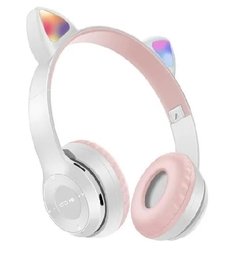 Auricular Inalámbrico Diseño De Orejitas De Gatito Con Bluetooth y Luz Led