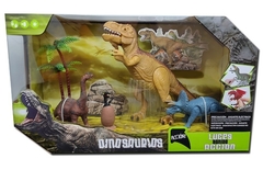 Set De Dinosaurios X4 Con T-rex Luz Y Sonidos - Poppi.