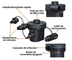 Inflador Eléctrico 220v Colchón Inflable Piletas Bote - Bestway. - Crawling