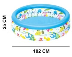 Pileta inflable 3 aros fondo del mar 102 cm - Bestway. - comprar online