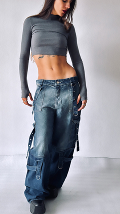 JEAN CARGO WIDE LEG JADE BLUE 20%OFF TRANSFERENCIA