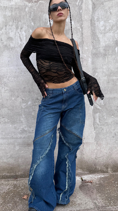 jeans wide leg tiro bajo pacific blue 20 % OFF TRANSF - comprar online