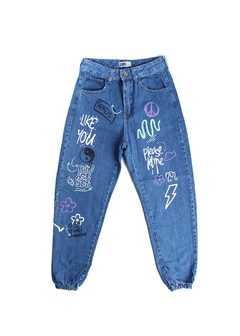 Jean graffitti blue