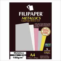 FILIPAPER METALLICS MET PRATA 180G A4 COM 15