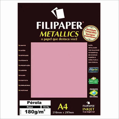 FILIPAPER METALLICS PÉROLA ROSA 180G A4 COM 15