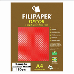 FILIPAPER SCRAP CORAÇÃO BCO/VERMELHO COM 10