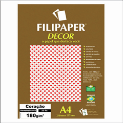 FILIPAPER SCRAP CORAÇÃO ROSA/BCO 180G COM 10 - comprar online