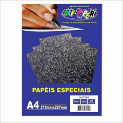 PAPEL GLITTER 180G A4 PRETO COM 5