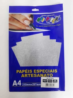 PAPEL GLITTER 180G A4 PRATA COM 5