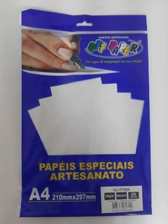 PAPEL GLITTER 180G A4 BRANCO COM 5