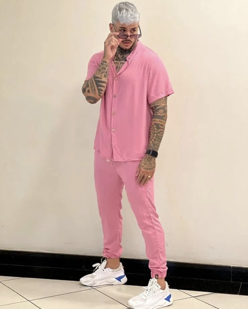 Calça masculina rosa 2025