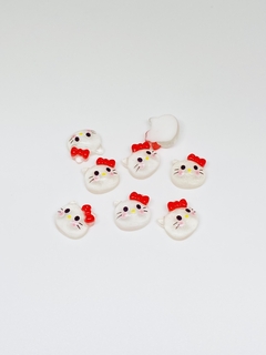 Kawaii Cabeza Kitty moño rojo x u - FEVER NAIL STORE