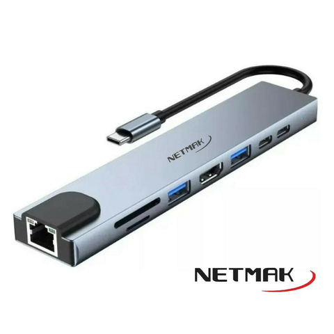 HUB USB TIPO-C NETMAK NM-8EN1