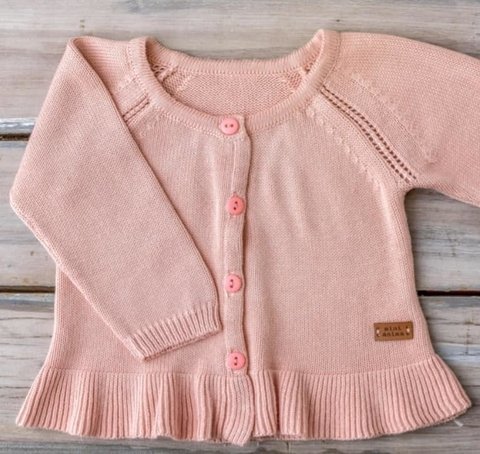 CARDIGAN RANGLAN VOLADOS SALMON PASTEL