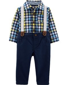 Carter's Set 3 piezas Camisa manga larga, Pantalón con tiradores