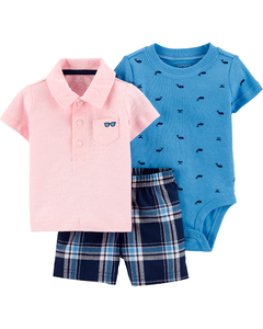 CARTER'S Set 3 piezas Body, Chomba y Short Baby