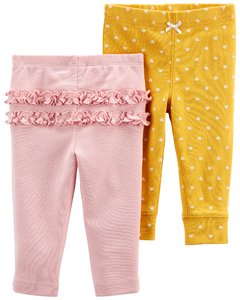 Carter´S Pack 2 Pantalones Volados Amarillo-Rosa