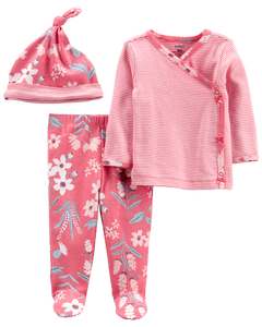 Carter´S Set 3 Piezas Batita Pantalon Gorro Floral