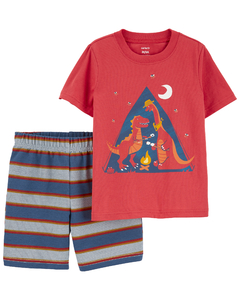 Carter's Set 2 Piezas Remera Mangas Cortas Short Dinosaurios