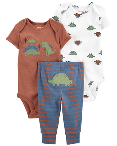 Carter´s Set 3 Piezas Bodies Mangas Cortas Pantalon "Dinosaurio"