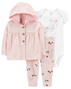 Carter´s Set 3 Piezas Body Mangas Cortas Campera Pantalon Colibri