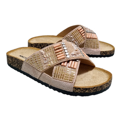 Sandalias Anca & Co Mujer Urbanas Brillos Buzios Zuecos Birk (ANBUZIOS)