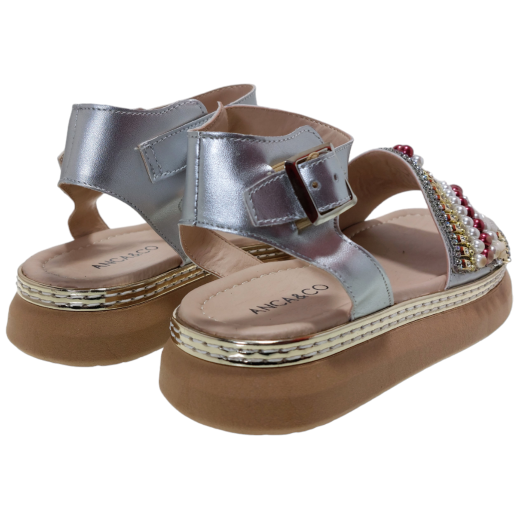 Sandalias Anca Co Mujer Perla Urbanas Verano Brillos Moda ANPERLA
