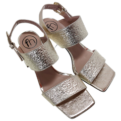 Sandalias Mujer Fiestas Eventos Cuero Fh 5535 Taco Ancho