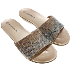 Sandalias Mujer Bajas Con Brillos Fragola 093601 Zuecos Moda