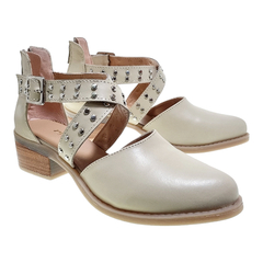 Sandalias Cuero Punta Cerrada Mujer Riot 3287 Zapatos Taco (RI3287)