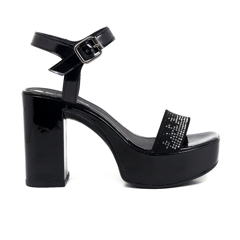 $52.690 - Sandalias Mujer Plataforma Alta Fiesta Vestir Savage Reno 18  (Sareno18... (NEGRO CHAROL, 39)