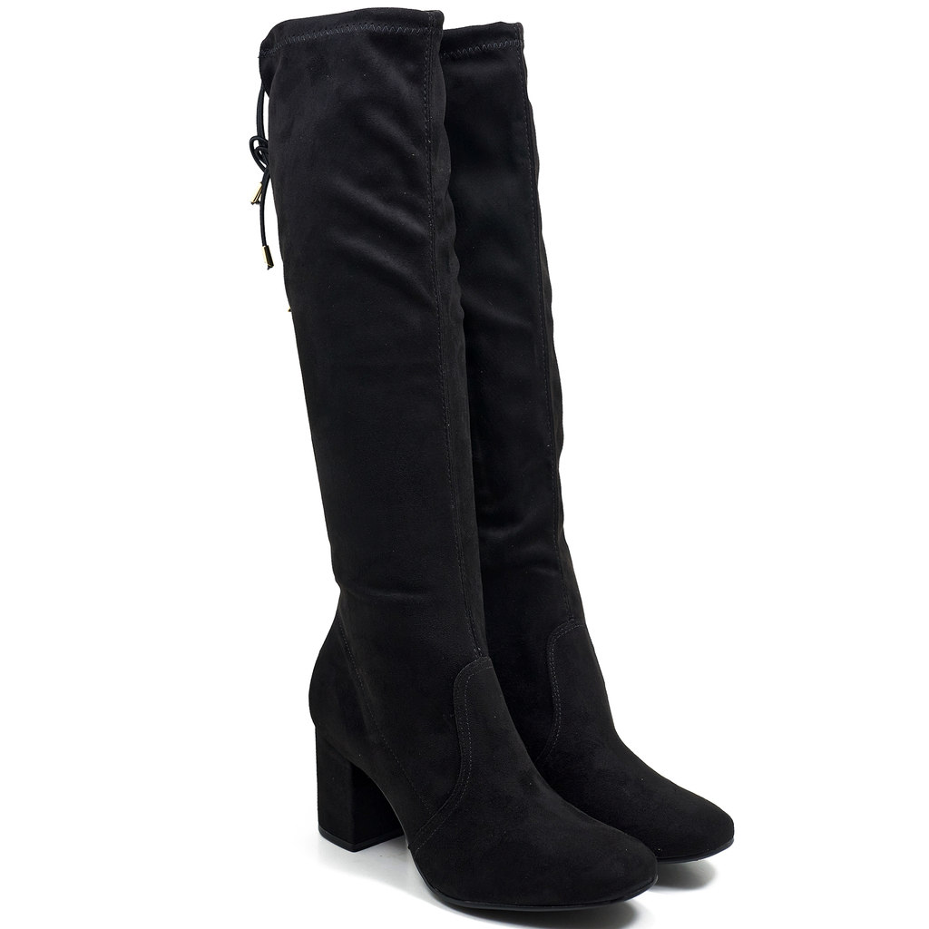 Botas Mujer Via Marte Ca a Alta Taco Ancho Elastizada 232502