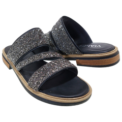 Sandalias Mujer Viamo Bajas Brillos Zuecos Gretu Verano Moda