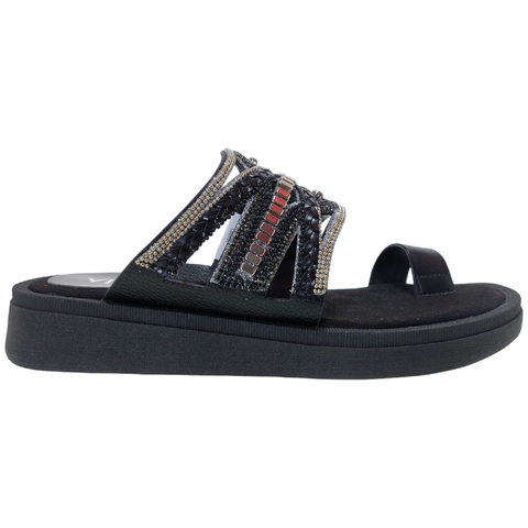 Sandalias Mujer Viamo Bajas Brillos Zuecos Kalu Urbanas Moda (VOKALU)