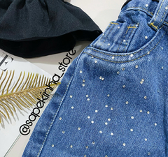 Conjunto de jaqueta com calça jeans Strass na internet