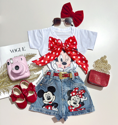 Conjunto Jeans Minnie bordado 3D