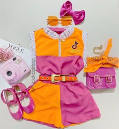 Conjunto TikTok laranja/Rosa