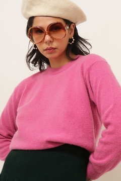 Tricot pulover rosa lã vintage macio - comprar online