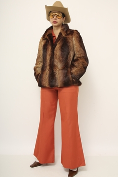 Casaco de pele forrado marrom vintage - comprar online
