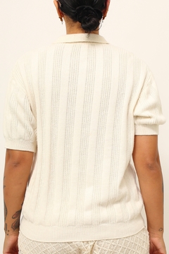 Polo tricot creme textura grossa na internet