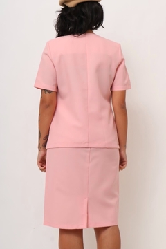 Imagem do conjunto saia + blusa rosa vintage
