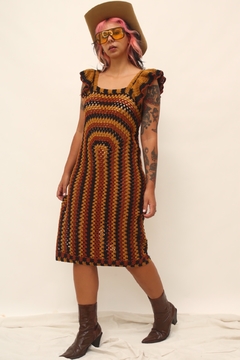 Vestido zara mangas babados crochet 70´s - comprar online