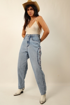 calça jeans cintura mega alta recorte lateral - loja online